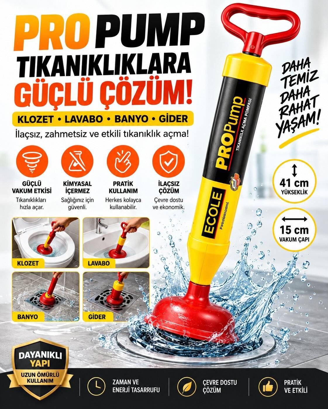 LAVABO KLOZET GİDER AÇICI POMPA